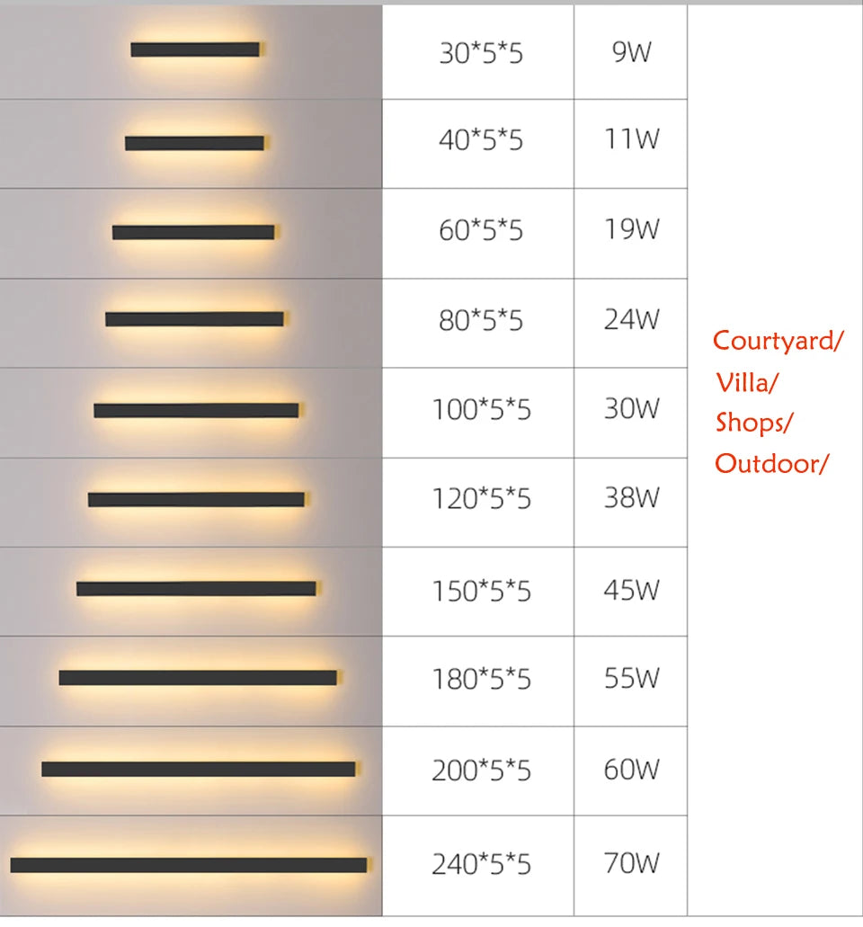 Linear Outdoor LED Modern Wall Light