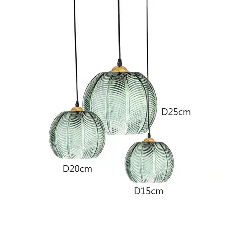 Green Leaf Glass Pendant Light