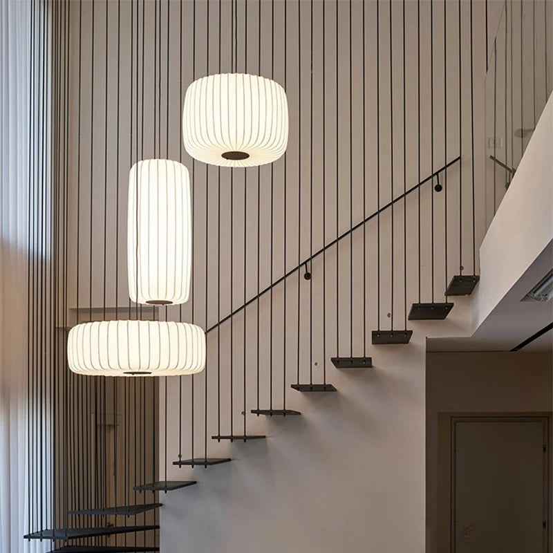 Japanese Silk Hand Knotted Pendant Light
