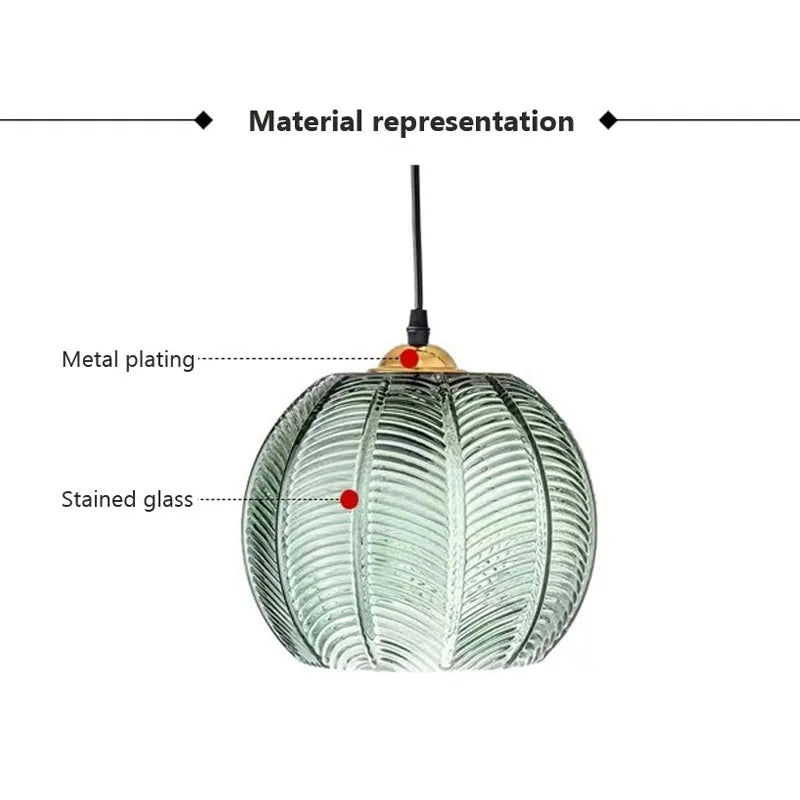 Green Leaf Glass Pendant Light
