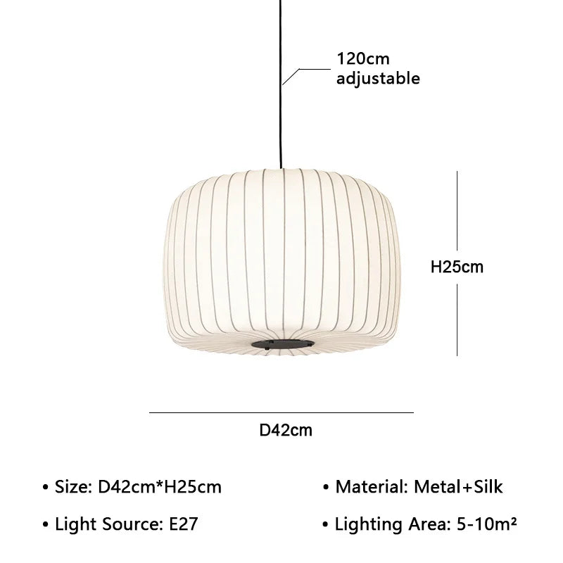 Japanese Silk Hand Knotted Pendant Light