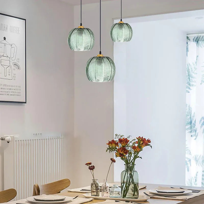 Green Leaf Glass Pendant Light