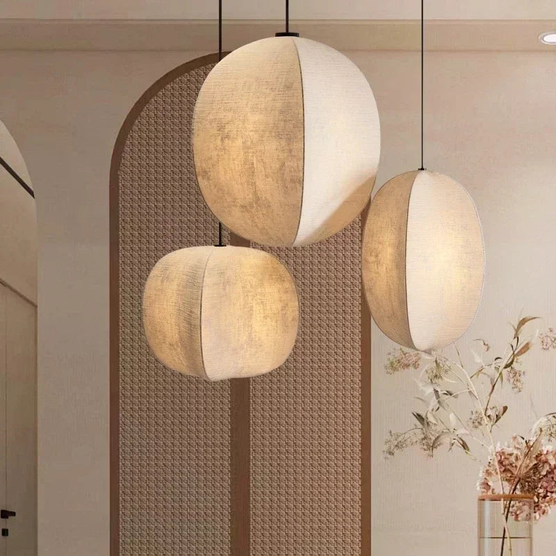 Spherical Linen Pendant Light