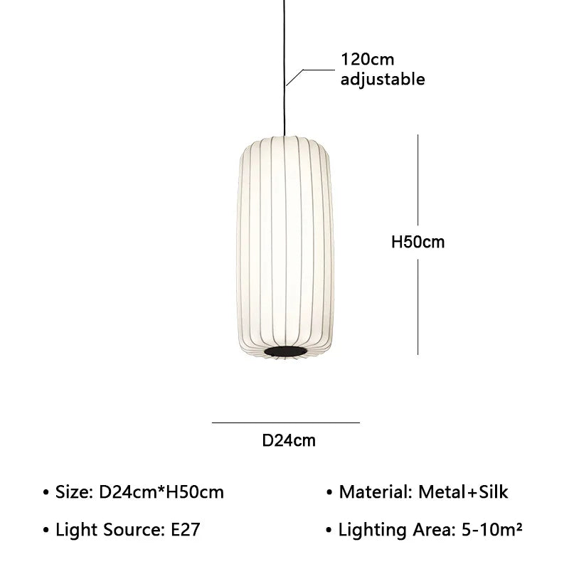 Japanese Silk Hand Knotted Pendant Light