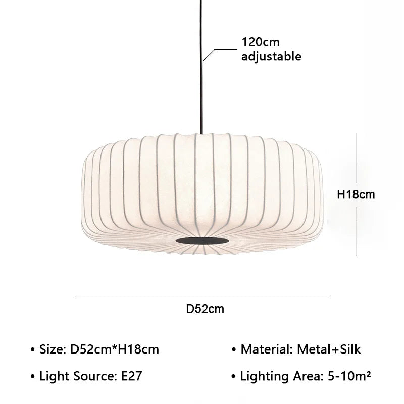 Japanese Silk Hand Knotted Pendant Light
