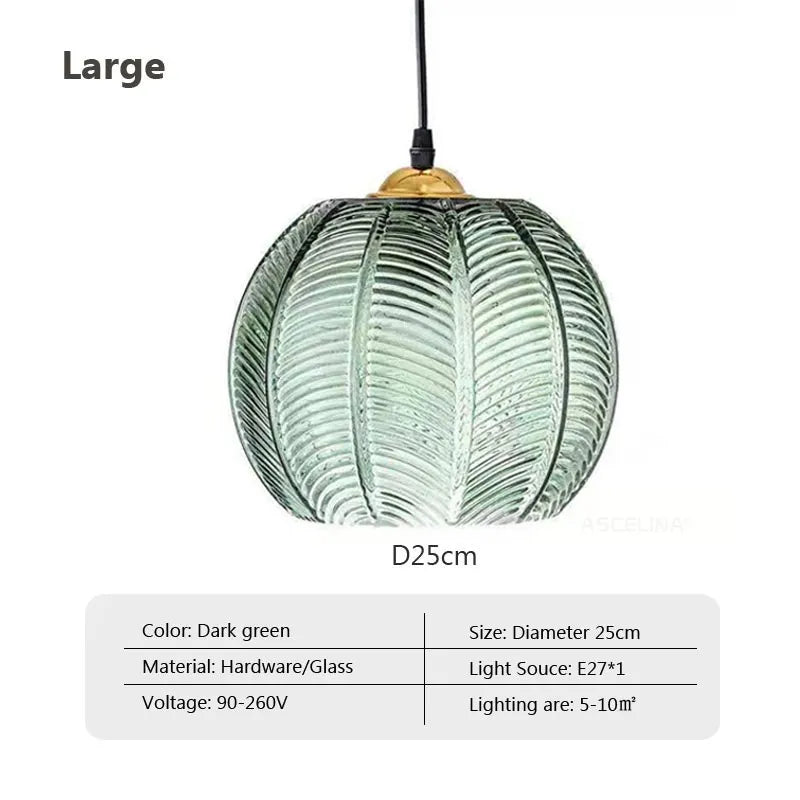 Green Leaf Glass Pendant Light
