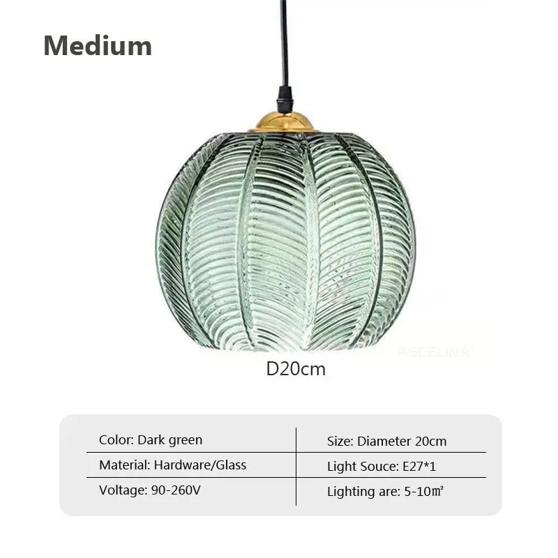 Green Leaf Glass Pendant Light