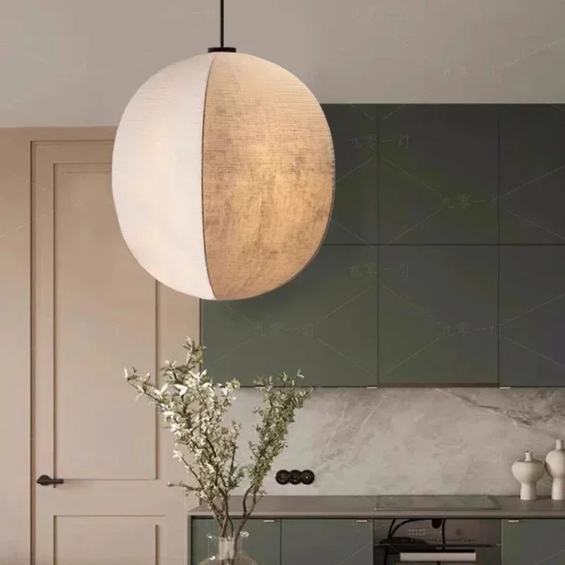 Spherical Linen Pendant Light