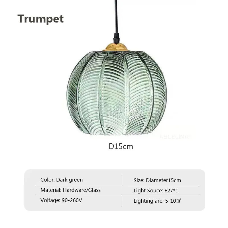 Green Leaf Glass Pendant Light