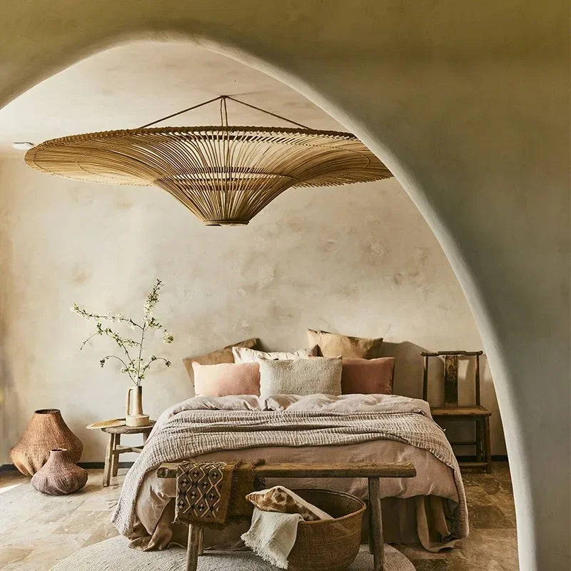 Ming Rattan Ceiling Light